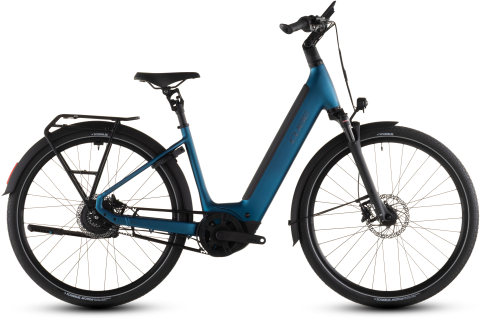 Ciclism - BICICLETA ELECTRICA CUBE SUPREME HYBRID DELUXE PRO 600 EASY ENTRY ELECTRICBLUE CHROME 2026 42 cm