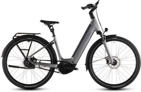 Ciclism - BICICLETA ELECTRICA CUBE SUPREME HYBRID DELUXE PRO 600 EASY ENTRY QUICKSILVER GREY 2026 50 cm