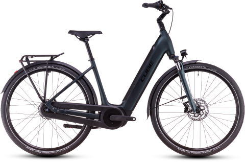 Biciclete - BICICLETA ELECTRICA CUBE SUPREME RT HYBRID COMFORT EX 500 EASY ENTRY VIRIDIAN BLACK 2025 cadru 58cm - roti 28"