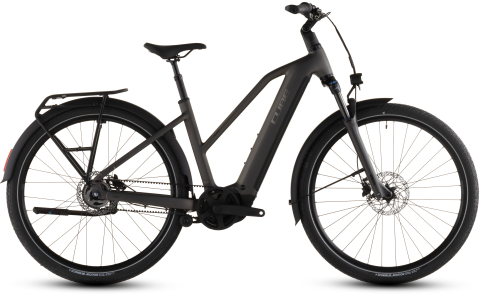 Ciclism - BICICLETA ELECTRICA CUBE TOURING HYBRID COMFORT SLX 800 TRAPEZE CHARCOAL CHROME 2026 54 cm