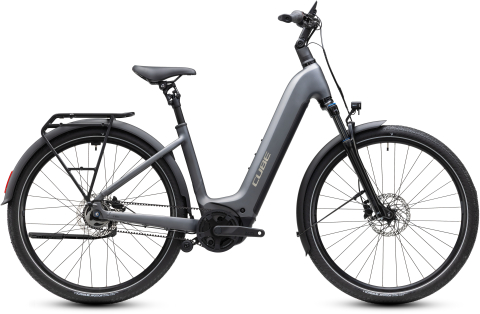 Biciclete - BICICLETA ELECTRICA CUBE TOURING HYBRID DELUXE SLX 800 EASY ENTRY SLABGREY CHROME 2027 62 cm