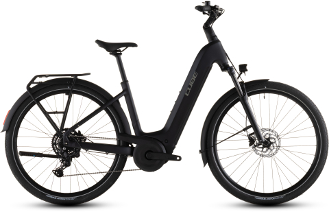 Ciclism - BICICLETA ELECTRICA CUBE TOURING HYBRID ONE 600 EASY ENTRY COAL CHROME 2026 54 cm