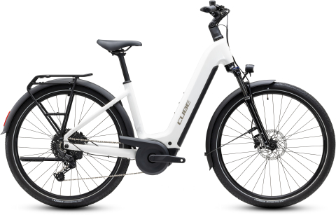 Biciclete - BICICLETA ELECTRICA CUBE TOURING HYBRID ONE 600 EASY ENTRY METALLICWHITE CHROME 2027 50 cm