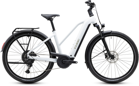 Biciclete - BICICLETA ELECTRICA CUBE TOURING HYBRID ONE 600 TRAPEZE METALLICWHITE CHROME 2027 54 cm