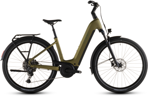 Ciclism - BICICLETA ELECTRICA CUBE TOURING HYBRID PRO 800 EASY ENTRY GOLDENLIME BLACK 2026 46 cm