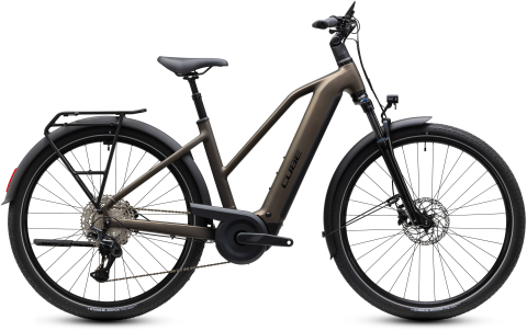 Biciclete - BICICLETA ELECTRICA CUBE TOURING HYBRID PRO 800 TRAPEZE METALLICUMBRA BLACK 2027 50 cm