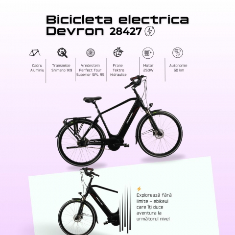 Bicicleta Electrica Devron 28427 - 28 Inch, L, Negru - Disc Brake [1]