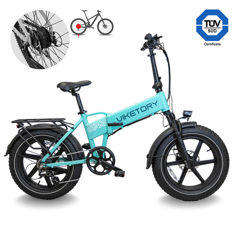 Biciclete electrice - BICICLETA ELECTRICA VIKETORY LITHOR EBIKE FATBIKE FOLDING TURQUOISE