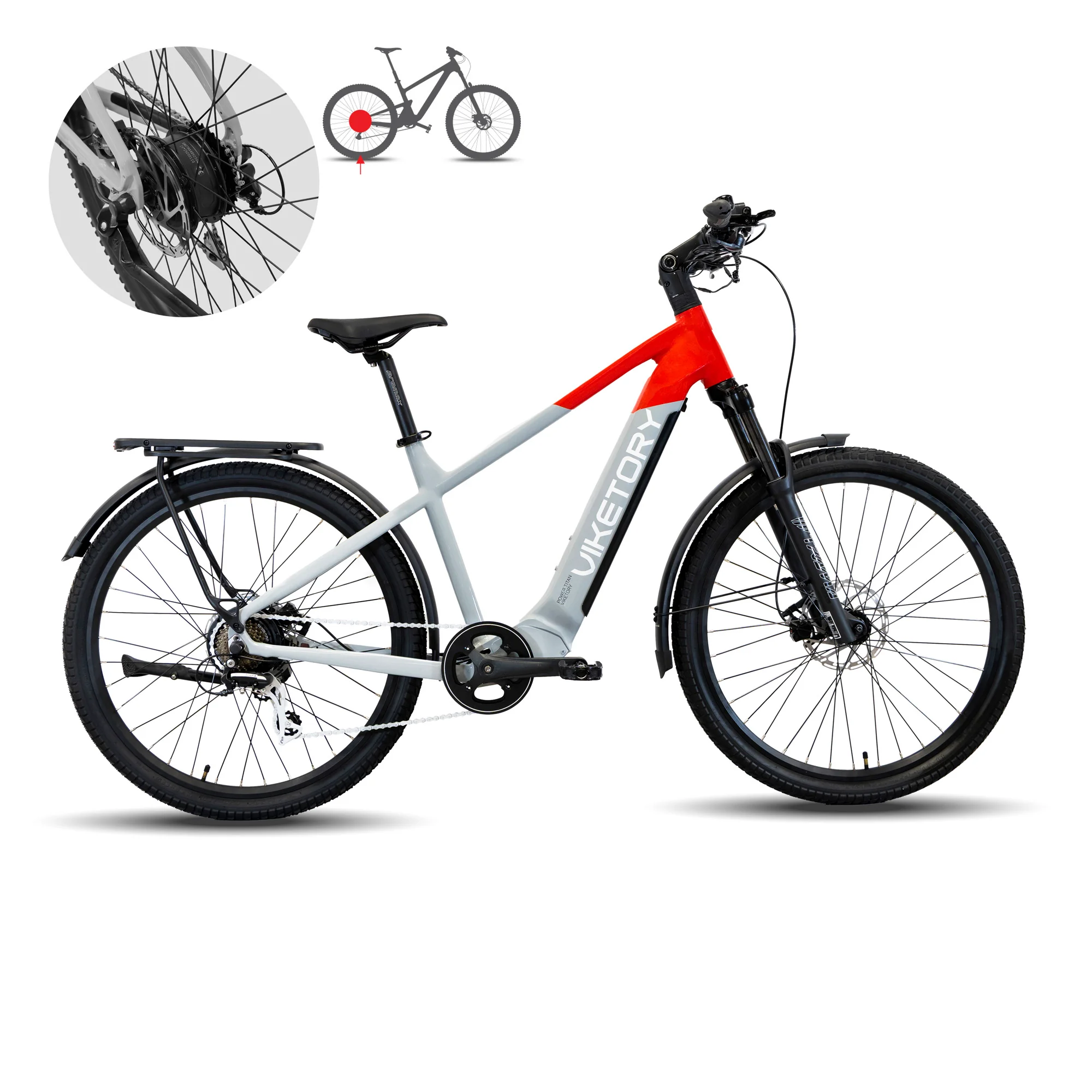 Biciclete - BICICLETA ELECTRICA VIKETORY VENTIX EBIKE URBAN RED