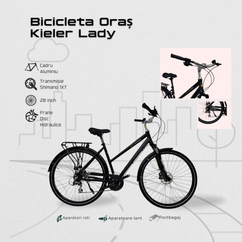 Bicicleta Oras Kieler Lady - 28 Inch, S, Negru [4]