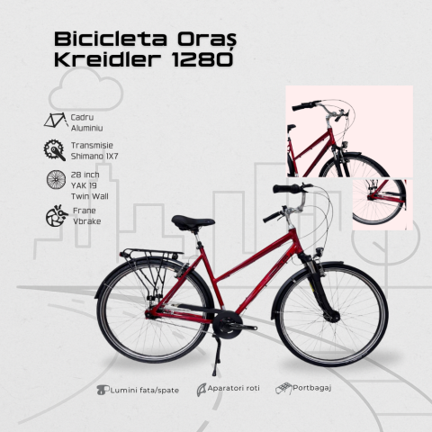 Bicicleta Oras Kreidler 1280 - 28 inch, M, Rosu [2]