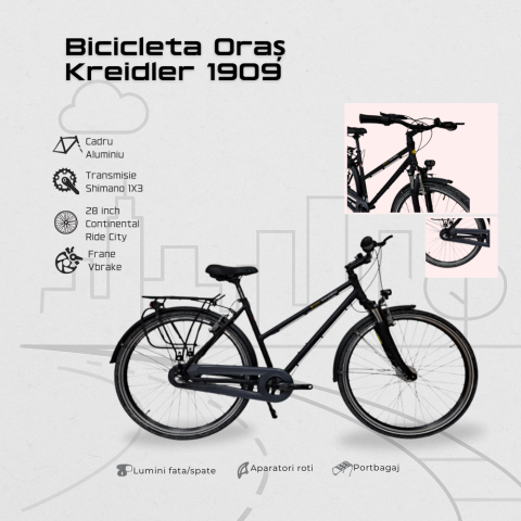 Bicicleta Oras Kreidler 1910 - 28 inch, L, Negru [2]