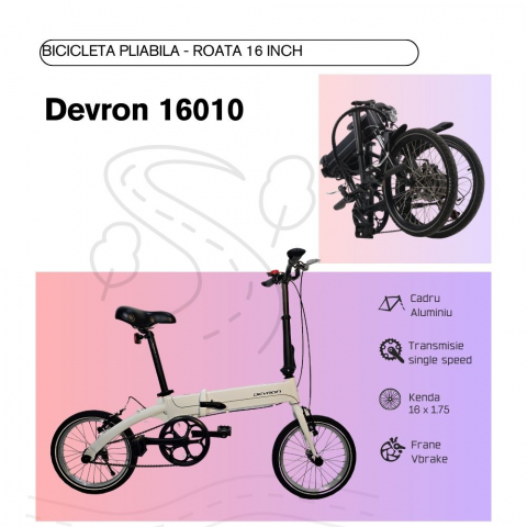 Bicicleta Pliabila DHS 16010 - 16 inch, Alb [3]