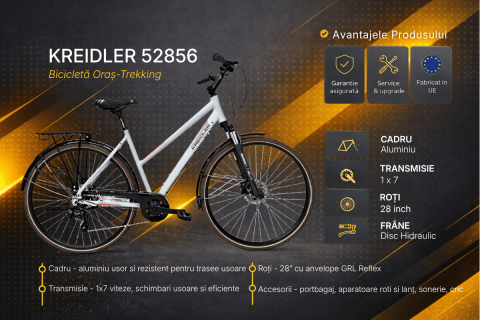Bicicleta Trekking Kreidler 52856 - 28 inch, M, Gri [2]