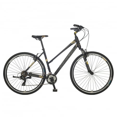 Ciclism - Bicicleta Trekking Polar Athena - 700C, M, Negru-Auriu