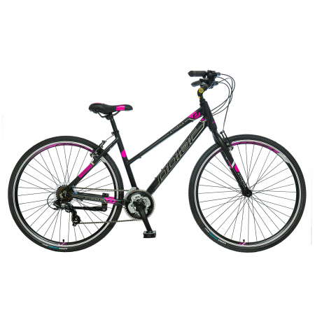 Ciclism - Bicicleta Trekking Polar Athena Rigid - 28 Inch, M, Negru-Roz
