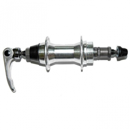Piese biciclete - Butuc spate Joytech JY752, alu, 32H, pe bile, filet cas, ax QR-103, argintiu