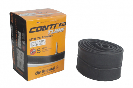 Piese biciclete - Camera bicicleta Continental MTB 26 Freeride cu valva Presta S42, 26 X 2.3-2.7