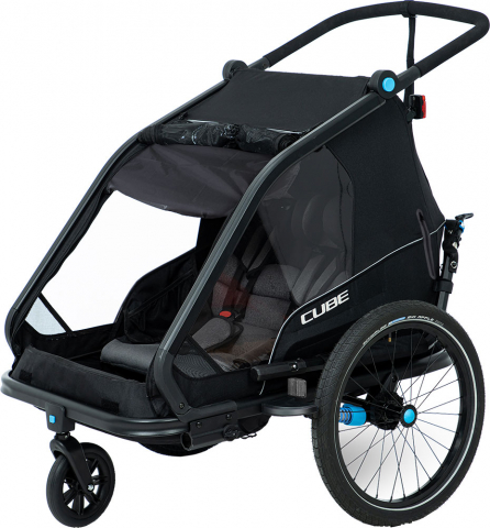 Scaun bicicleta copii - CARUCIOR TRANSPORT COPII CUBE DOUBLE CMPT NEGRU