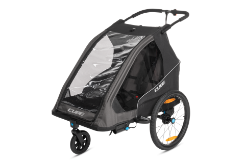 Ciclism - CARUCIOR TRANSPORT COPII CUBE TRAILER DOUBLE PURE Negru