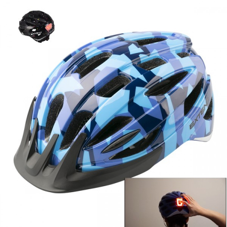 Ciclism - Casca Ciclism EXTEND COURAGE "Led ", S/M (51-55cm), Camouflage Albastru