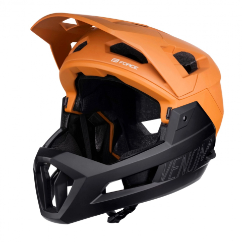 Echipament ciclism - Casca Force VENOM downhill, portocaliu-negru L-XL