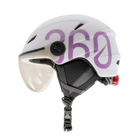 Casca GLOOB Urban ALB-VIOLET cu protectii pentru urechi, viziera si lumina spate [1]