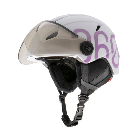 Casca GLOOB Urban ALB-VIOLET cu protectii pentru urechi, viziera si lumina spate [2]