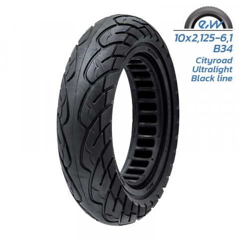 Cauciucuri pline - Cauciuc plin antiexplozie pentru trotinete electrice 10 inch 10 X 2,125 - linie neagra