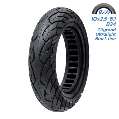 Piese trotinete electrice - Cauciuc plin antiexplozie pentru trotinete electrice 10 inch 10 X 2,5 (janta de 34 mm) - linie neagra