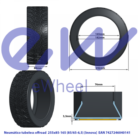 Cauciuc trotineta electrica 10 x 3 inch, 85/65-6.5 Off-Road [2]