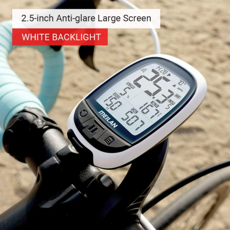Ciclocomputer GPS pentru bicicleta Meilan M2 Oval, Rezistenta la apa IPX5, Ecran LCD 2.4 inch (Alb) [1]