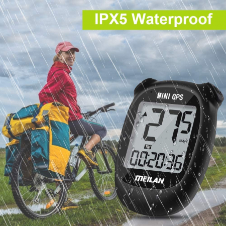 Ciclocomputer GPS pentru bicicleta Meilan M3 mini, Baterie reincarcabila 400 mAh, Rezistenta la apa IPX5, Ecran LCD (Negru) [5]