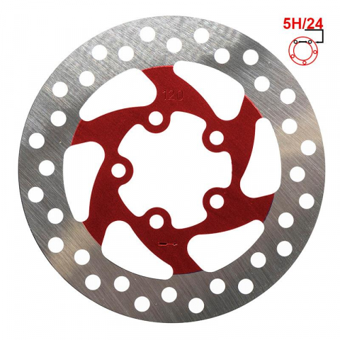 Componente franare - Disc de frana trotineta electrica 120mm 5H rosu