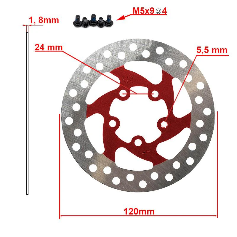 Disc de frana trotineta electrica 120mm 5H rosu [2]