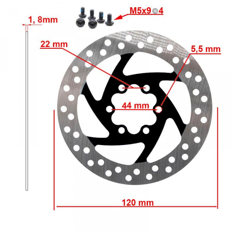 Disc frana trotineta electrica 120mm 6H - Negru [1]