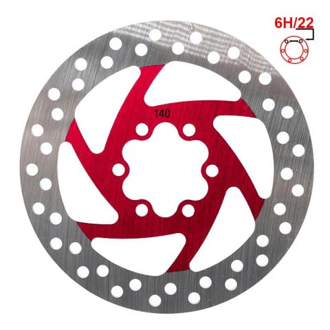 Piese trotinete electrice - Disc frana 140mm 6H rosu