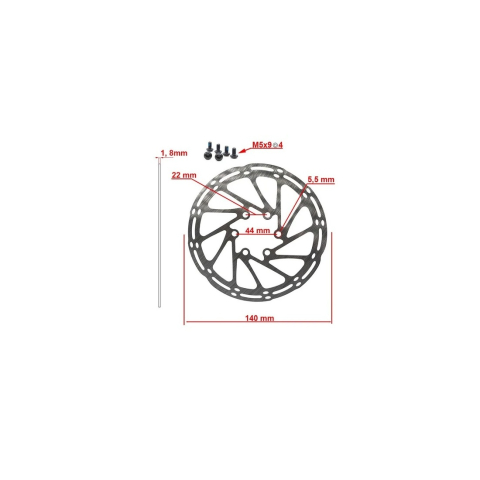 Disc frana eWheel EWD002 140mm, 6 gauri Negru [1]