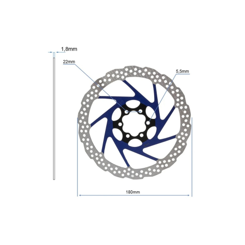 Disc frana eWheel V2 180mm, 6 gauri, Albastru [1]