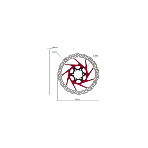 Disc frana eWheel V2 180mm, 6 gauri, Rosu [1]