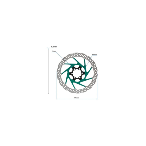 Disc frana eWheel V2 180mm, 6 gauri, Verde [1]