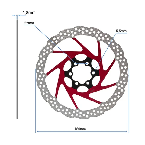 Disc frana trotineta/bicicleta 180mm 6H - ROSU [1]