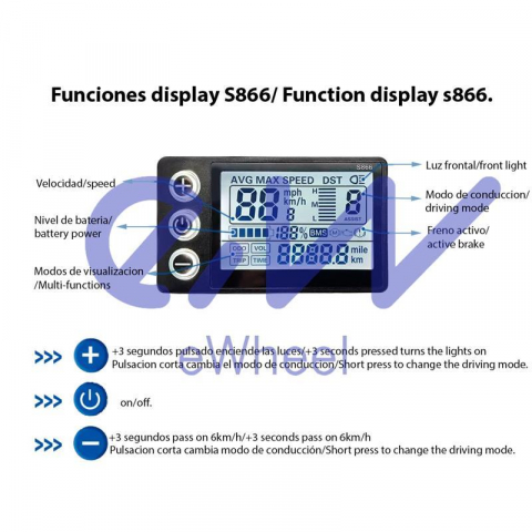 Display pentru trotineta/bicicleta electrica S866 cu mufa impermeabila [2]