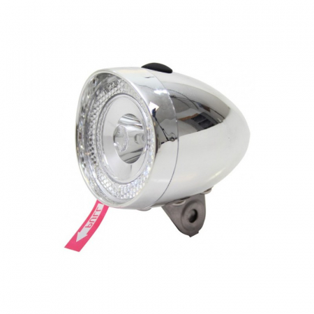 Accesorii biciclete - Far fata Union UN-4955 chrom cu baterii 1 led AM