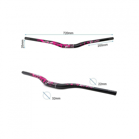 Ghidon 720mm cu rise 25mm negru/roz [2]