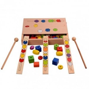 Jucarie Montessori din lemn - Insira bilele pe bete [2]