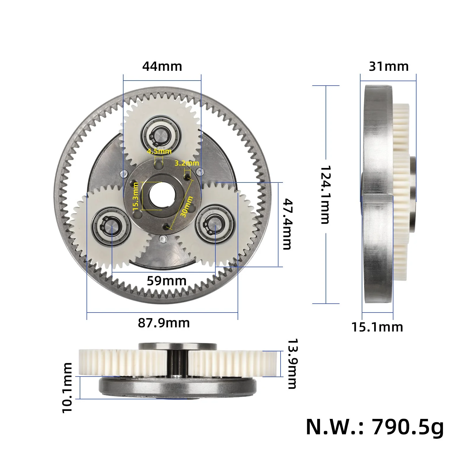 Kit angrenaje nylon 36T ambreiaj 88 mm motor 500W [1]
