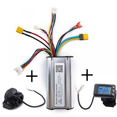 Piese trotinete electrice - Kit trotineta electrica cu controller 24V 250W +  display LCD cu acceleratie si frana