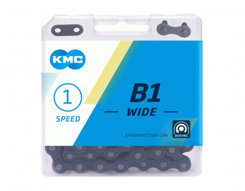 Ciclism - Lant KMC B1 Wide, Singlespeed, 1/2 X 1/8 Inch, 1 Viteza, Negru