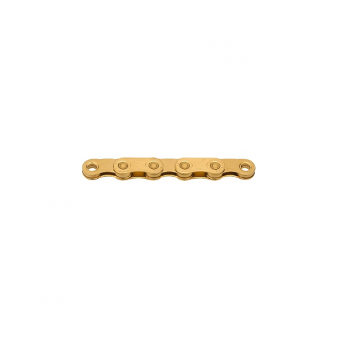 Piese biciclete - Lant KMC X Flat TiN 12/13 viteze Gold 126 zale ceruit